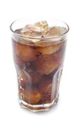Cola in a glass isolated on white