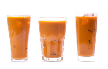 Iced Thai milk tea in glasses (thailand)