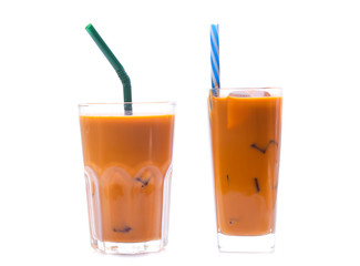 Iced Thai milk tea in glasses (thailand)