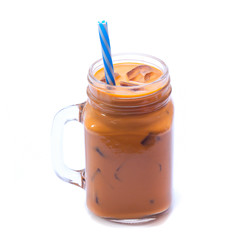 Iced Thai milk tea in glasses (thailand)