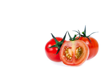 Copy space .Tomatoes isolated on white