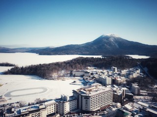 北海道阿寒湖周辺の空撮り