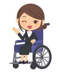 車いすに乗ってOKを出す会社員