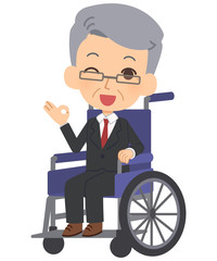 車いすに乗ってOKを出す会社員