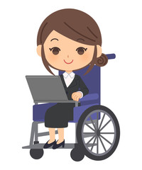 車椅子でパソコン作業をする会社員