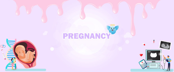 Maternity Checkup Tiny People Character Concept Vector Illustration, Suitable For Wallpaper, Banner, Background, Book Illustration, And Web Landing Page.EPS 10
