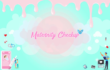 Maternity Checkup Tiny People Character Concept Vector Illustration, Suitable For Wallpaper, Banner, Background, Book Illustration, And Web Landing Page.EPS 10