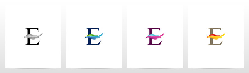 Feather On Letter Logo Design E