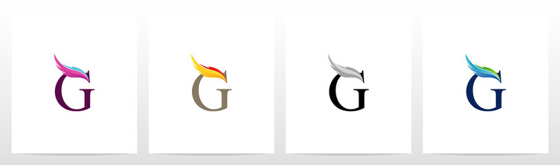 Feather On Letter Logo Design G