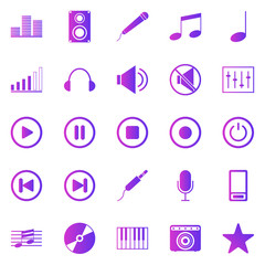 Music gradient icons on white background