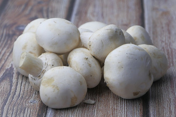 Close up of fresh mushrooms on table, healthy eating 