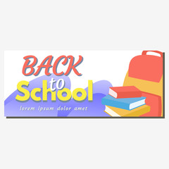 Fototapeta na wymiar Back to school banner template consisting of school items and elements. Vector illustration. Suitable for banners, posters, flyers. Creative design advertising vector illustration.
