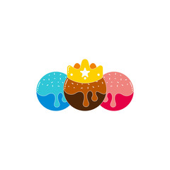 king ice cream crown colorful happy fun concept symbol logo vector