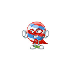 A picture of independence day balloon dressed as a Super hero cartoon character