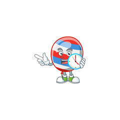 cartoon character style of cheerful independence day balloon with clock