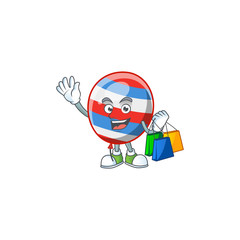 Smiley rich independence day balloon mascot design with Shopping bag
