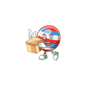 An icon of independence day balloon mascot design style with a box