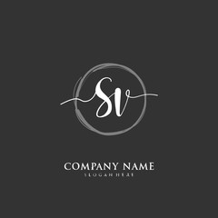 Handwritten initial letter S V SV for identity and logo. Vector logo template with handwriting and signature style.