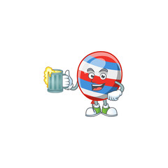 A cartoon concept of independence day balloon with a glass of beer