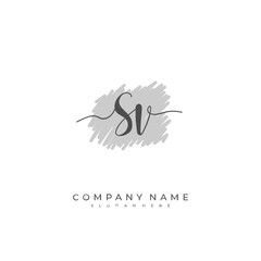 Handwritten initial letter S V SV for identity and logo. Vector logo template with handwriting and signature style.