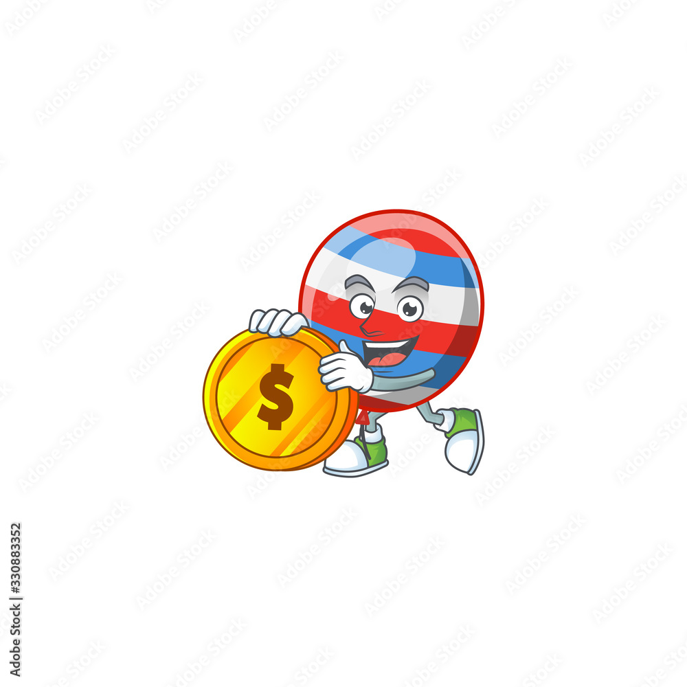 Wall mural mascot cartoon character style of independence day balloon showing one finger gesture