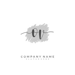 Handwritten initial letter O V OV for identity and logo. Vector logo template with handwriting and signature style.
