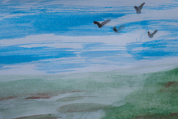 Abstract background painted with watercolor.