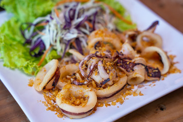 deep fried squid with garlic and pepper