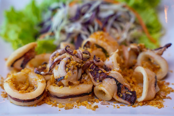 deep fried squid with garlic and pepper