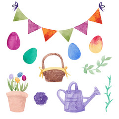Watercolor Easter Elements and Graphics - Outdoor Party 