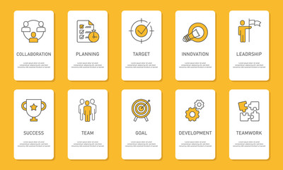 Simple Set of Team Work Related Vector Line Icons, planning,Development,Innovation