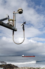 Meteorological equipment on a tower near Westport Jetty