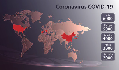 infographics World map Coronavirus COVID-19 template vector