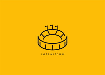 Stadium Logo Vector - Sport Stadium Simple Illustration line art icon template
