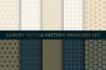 Golden luxury vector swatches pattern pack