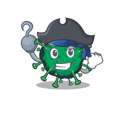 Cool bat coronavirus in one hand Pirate cartoon design style with hat