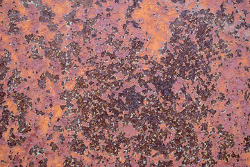 Wall with strong corrosion for the backdrop. Old paint double layer. Cracks, peeling. Primary colors: Copper, Rosy Brown, Buccaneer.