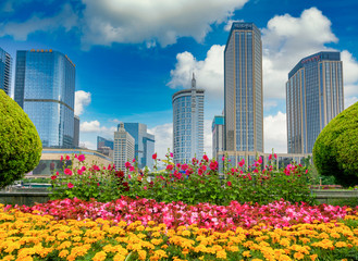 Naklejka premium Tianfu Square, Chengdu city, Sichuan Province, China