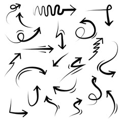 hand drawn Arrows icons Set. arrow icon with various directions. Doodle vector illustration. isolated on a white background