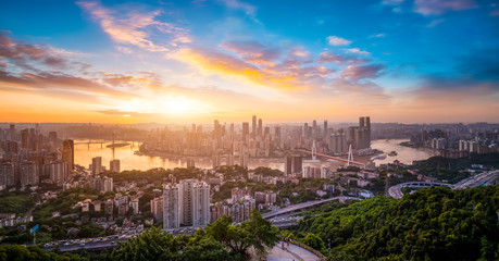 Naklejka na ściany i meble Modern metropolis skyline, Chongqing, China, Chongqing panorama.