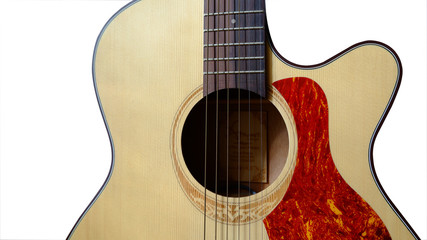 Close up Guitar isolated on white background