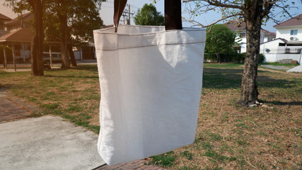 Cloth bag on the grass