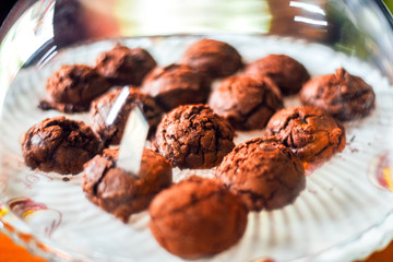 Chocolate brownie cookies on paper,Delicious homemade