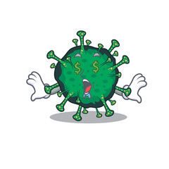 Rich bat coronavirus with Money eye mascot character style