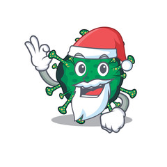 Bat coronavirus in Santa cartoon character design showing ok finger