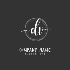 Handwritten initial letter D V DV for identity and logo. Vector logo template with handwriting and signature style.