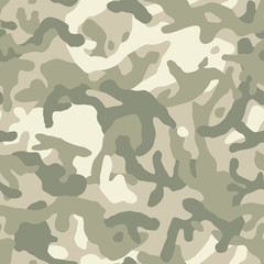 Camouflage pattern background, seamless vector texture. Classic clothing style masking camo repeat print. Light pastel green colors.  - obrazy, fototapety, plakaty