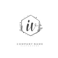 Handwritten initial letter I V IV for identity and logo. Vector logo template with handwriting and signature style.