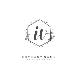 Obraz premium Handwritten initial letter I V IV for identity and logo. Vector logo template with handwriting and signature style.
