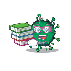 A diligent student in bat coronavirus mascot design with book